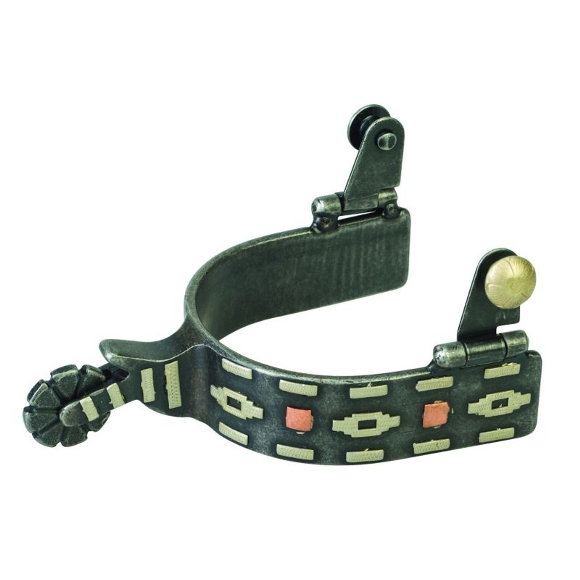 Mens German Silver Aztec Trim/Copper Dots Spur