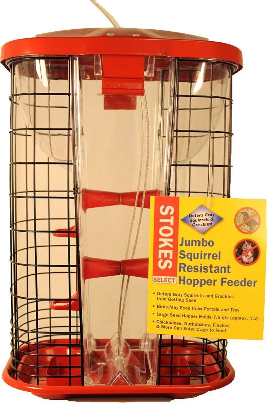 Stokes Jumbo Squirrel Resistant Hopper Feeder Red