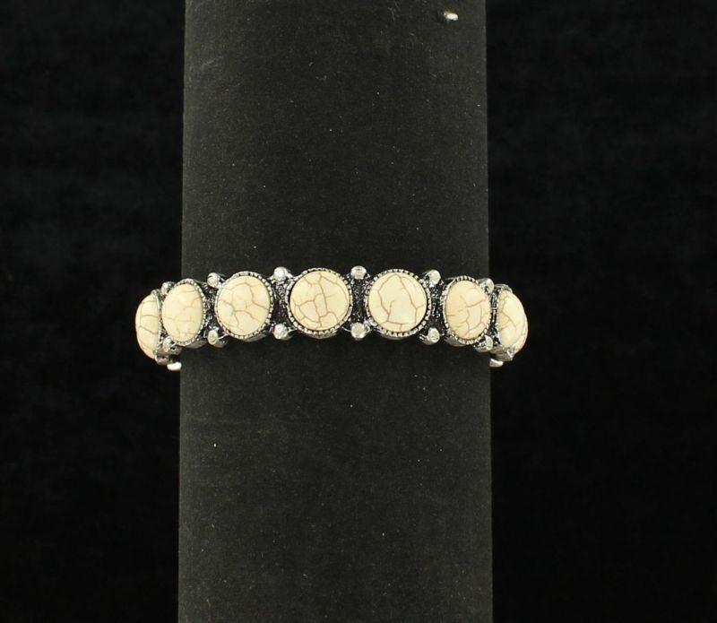 Blazin Roxx Round Stone Dot Cuff BraceletBk/Wh