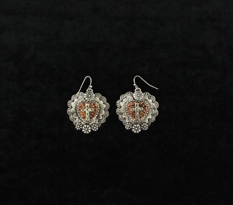 BlazinRoxx TripleHeart Fancy Dangle EarringsBk/Wh