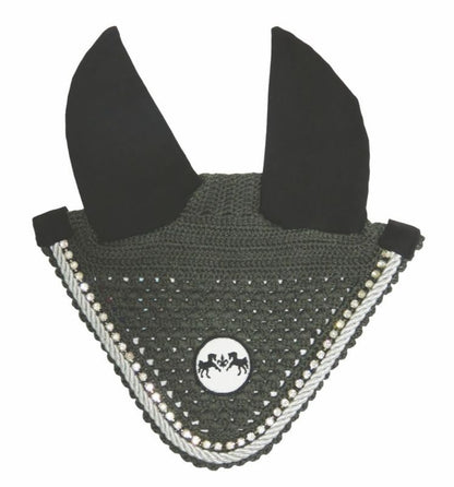 Fly Bonnet /Silver Rope/Crystals Cob Black