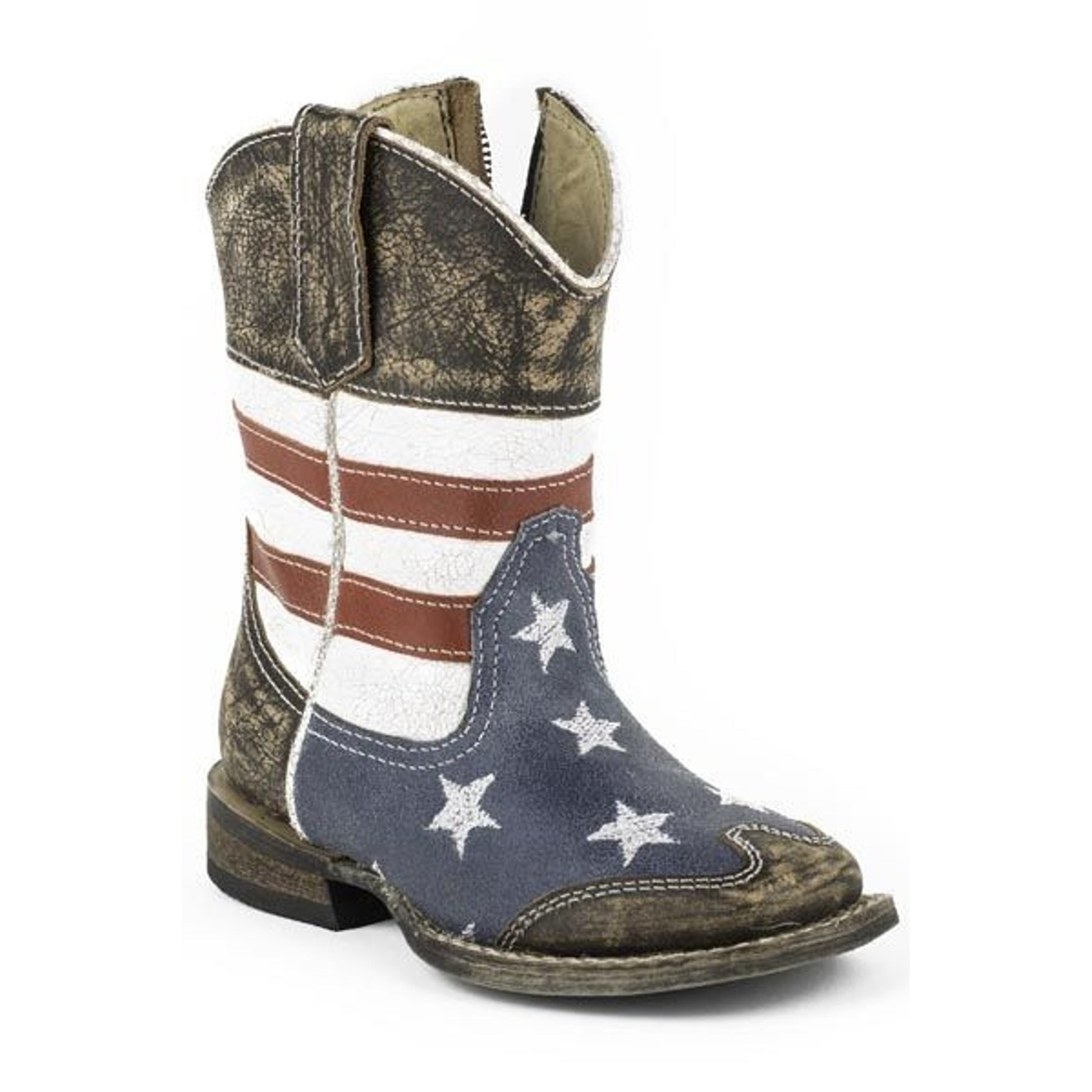 Roper Toddler American Flag Sq Toe Boots 5 Blu