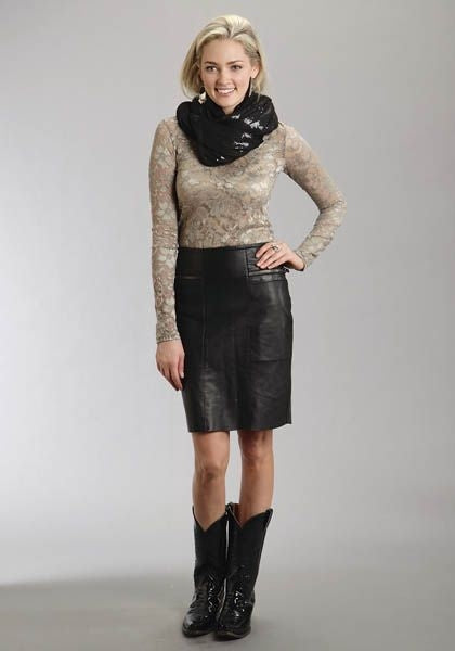 Stetson Ladies i 3 Layer Sequin Knit Scarf Blk