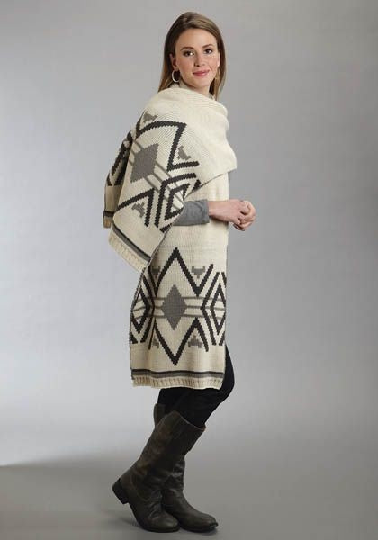 Stetson Ladies Aztec Pattern Intarsia Scarf Brn