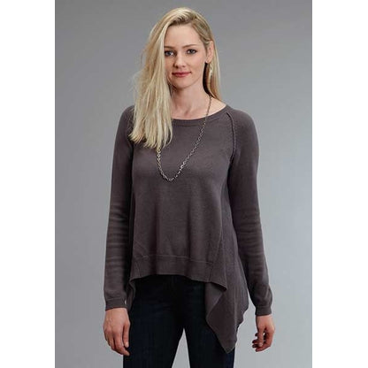 Stetson Ladies Sweater Knit Peasant Top L Gry