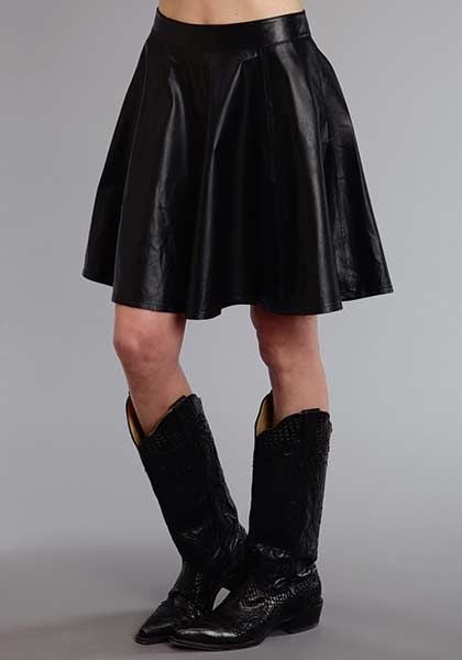 Stetson Ladies Smooth Lamb Lthr Circle Skirt Blk