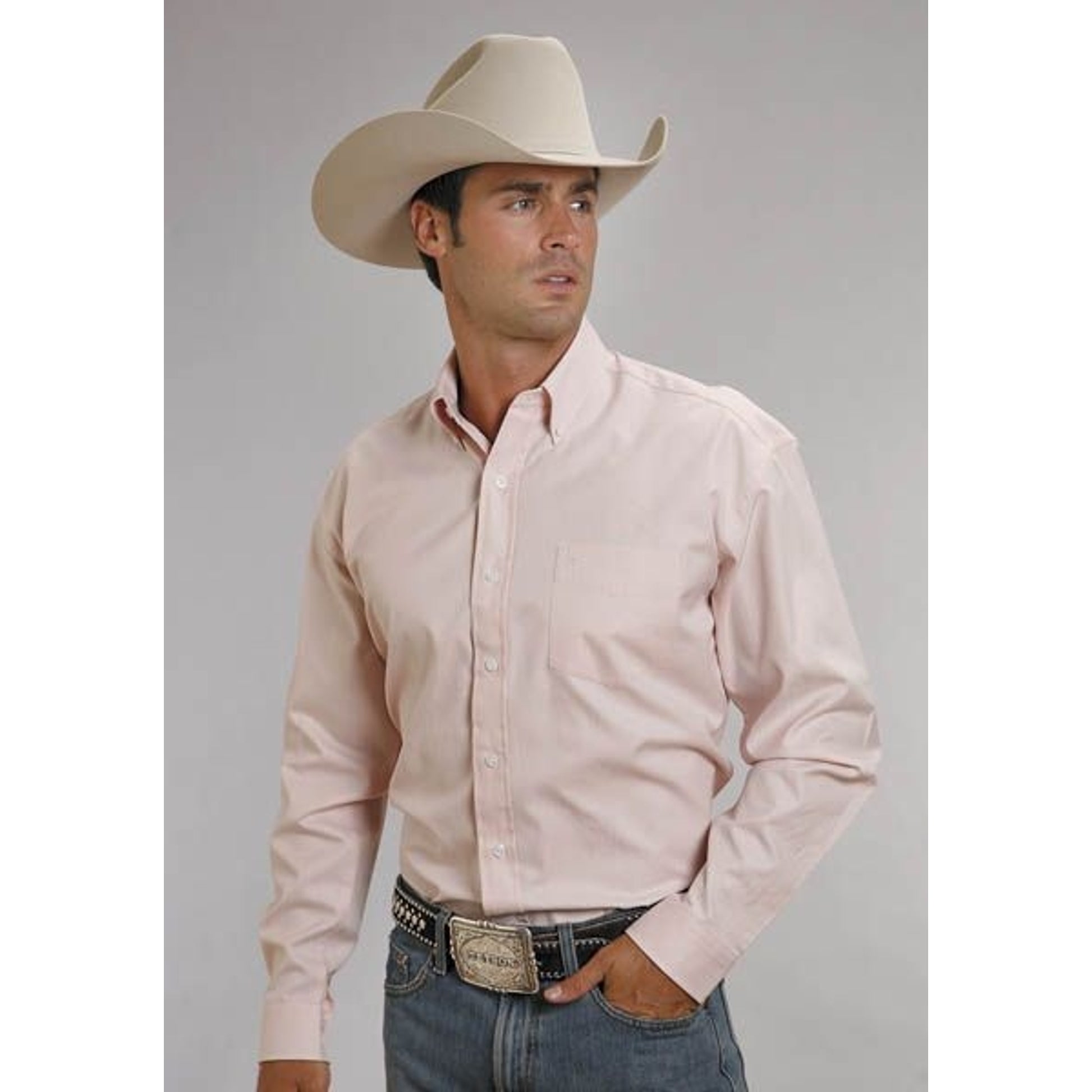 End On End Pocket Long Sleeve Button Shirt 2X Pink