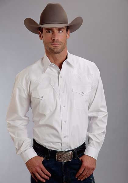 Stetson Mens Optic Poplin Long Sleeve Shirt
