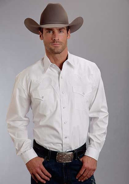 Stetson Mens Optic Poplin Long Sleeve Shirt