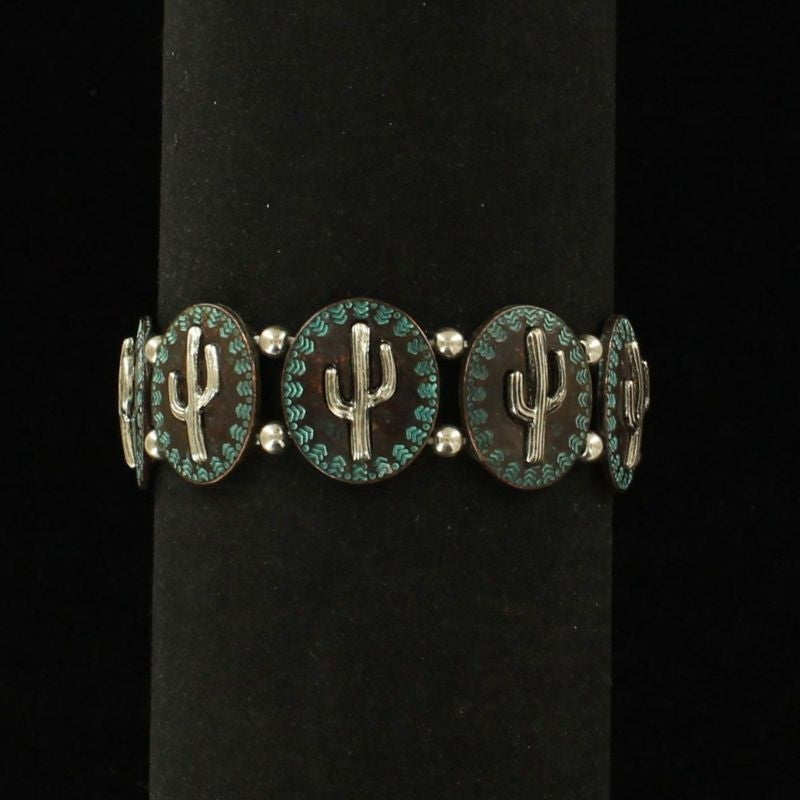 Blazin Roxx Cacti Discs Stretch BraceletPatina