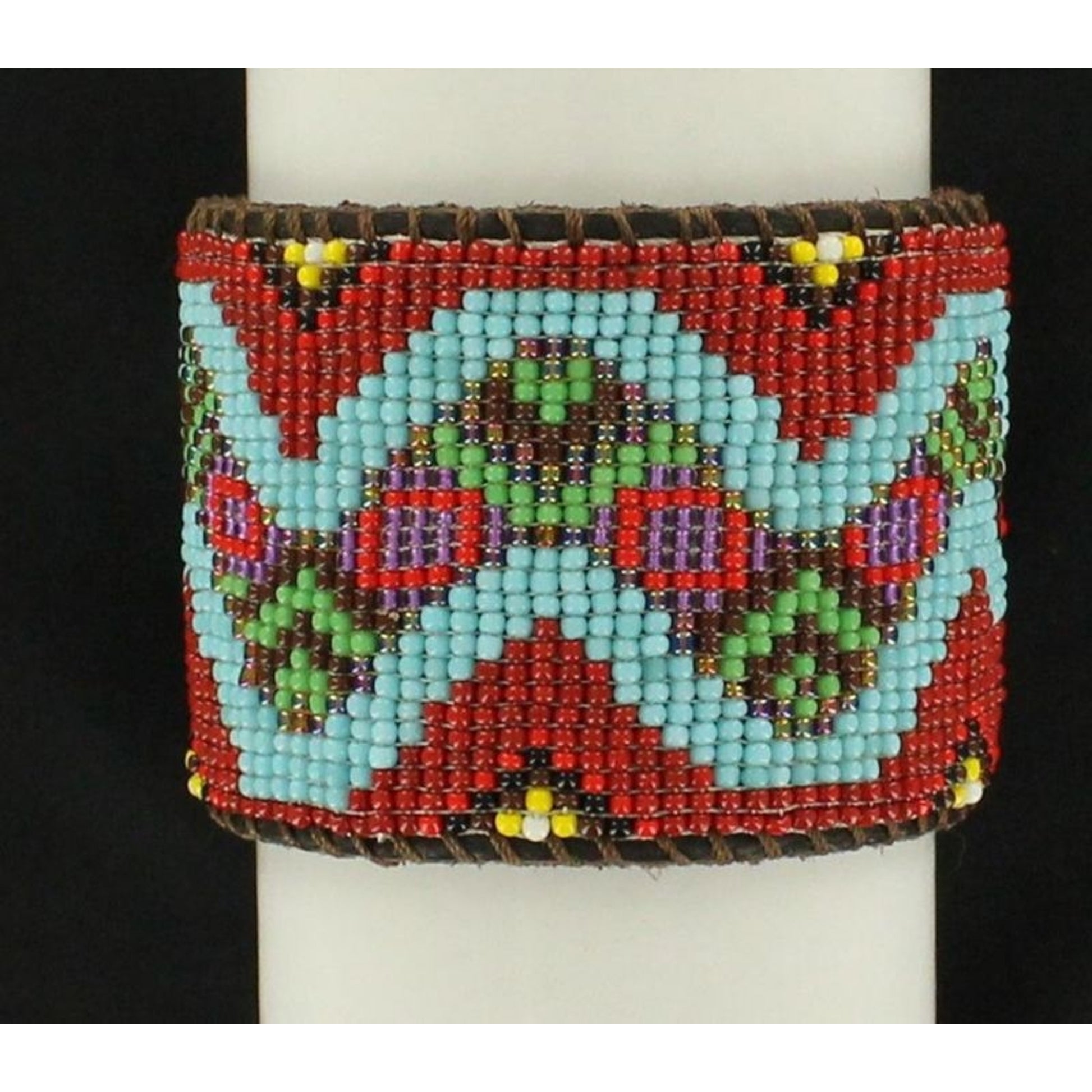 Blazin Roxx Leather Snake Bead Cuff BraceletBk/Wh