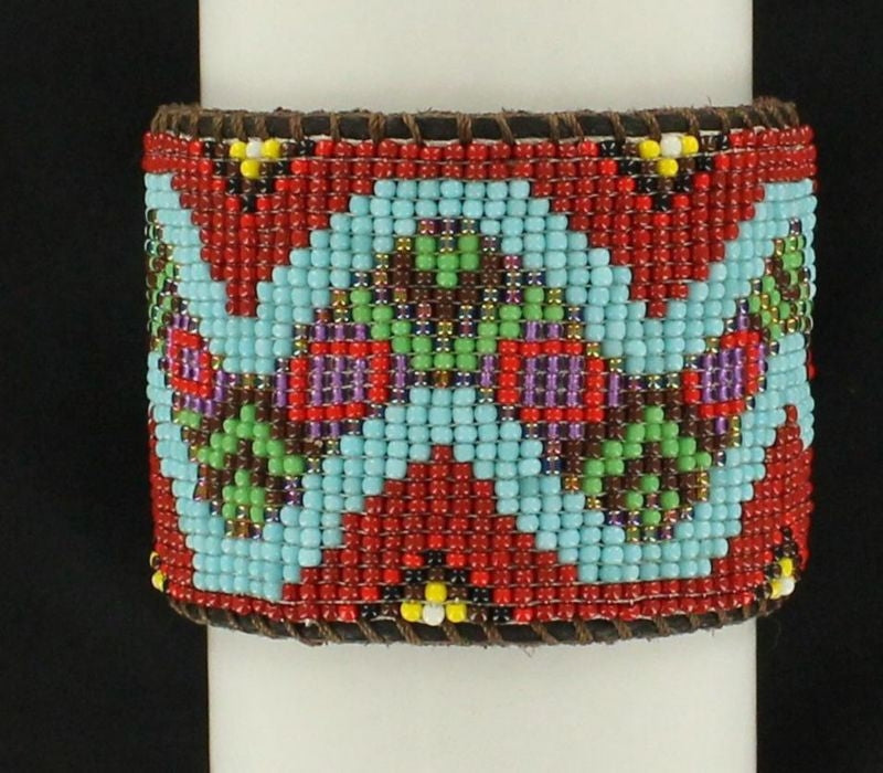 Blazin Roxx Leather Snake Bead Cuff BraceletBk/Wh