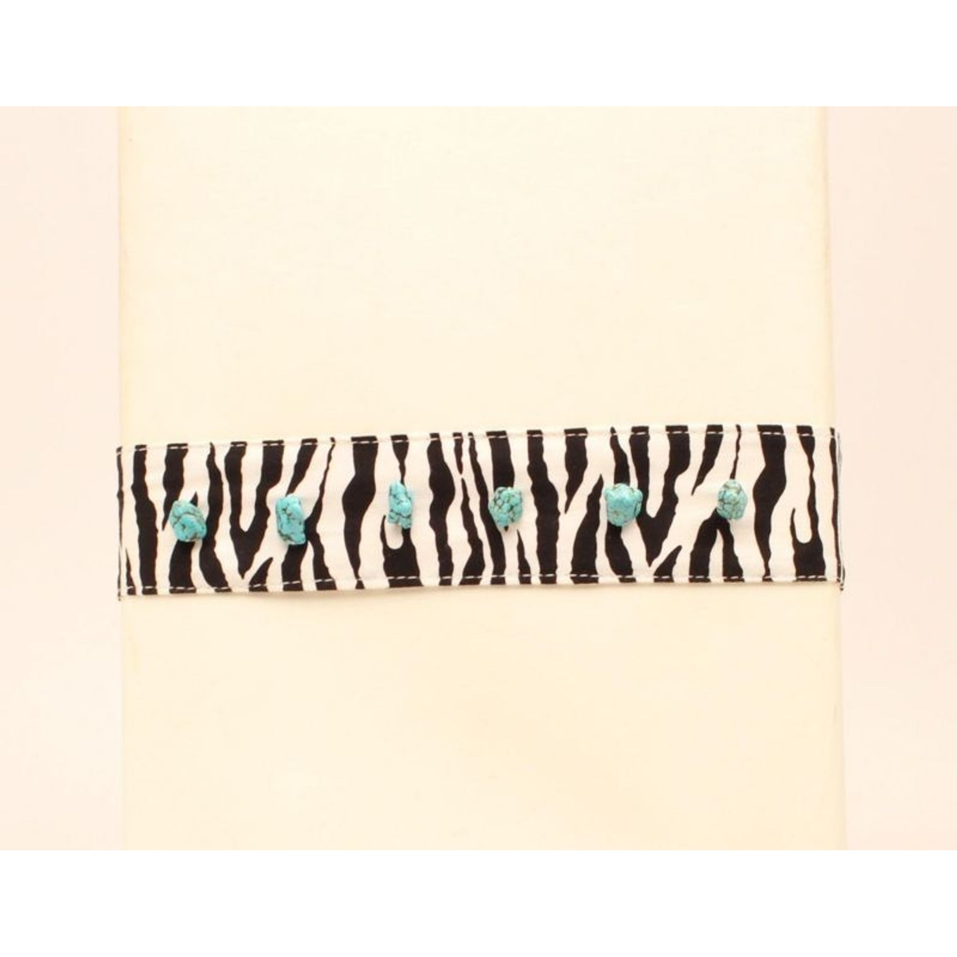 Zebra Fabric Crystal Concho HeadbandBk/Wh
