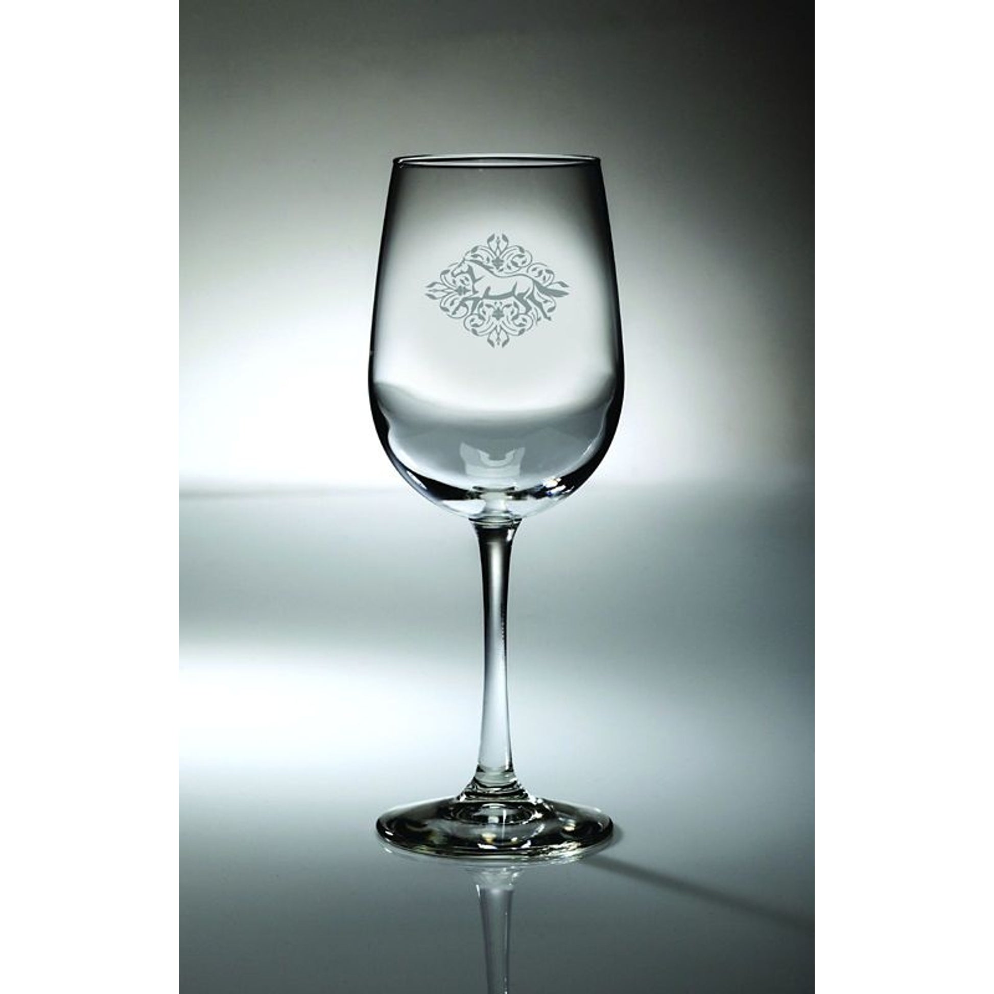 Kelley Gallop Floral Etched Wine Glass 18.5oz Bk/W