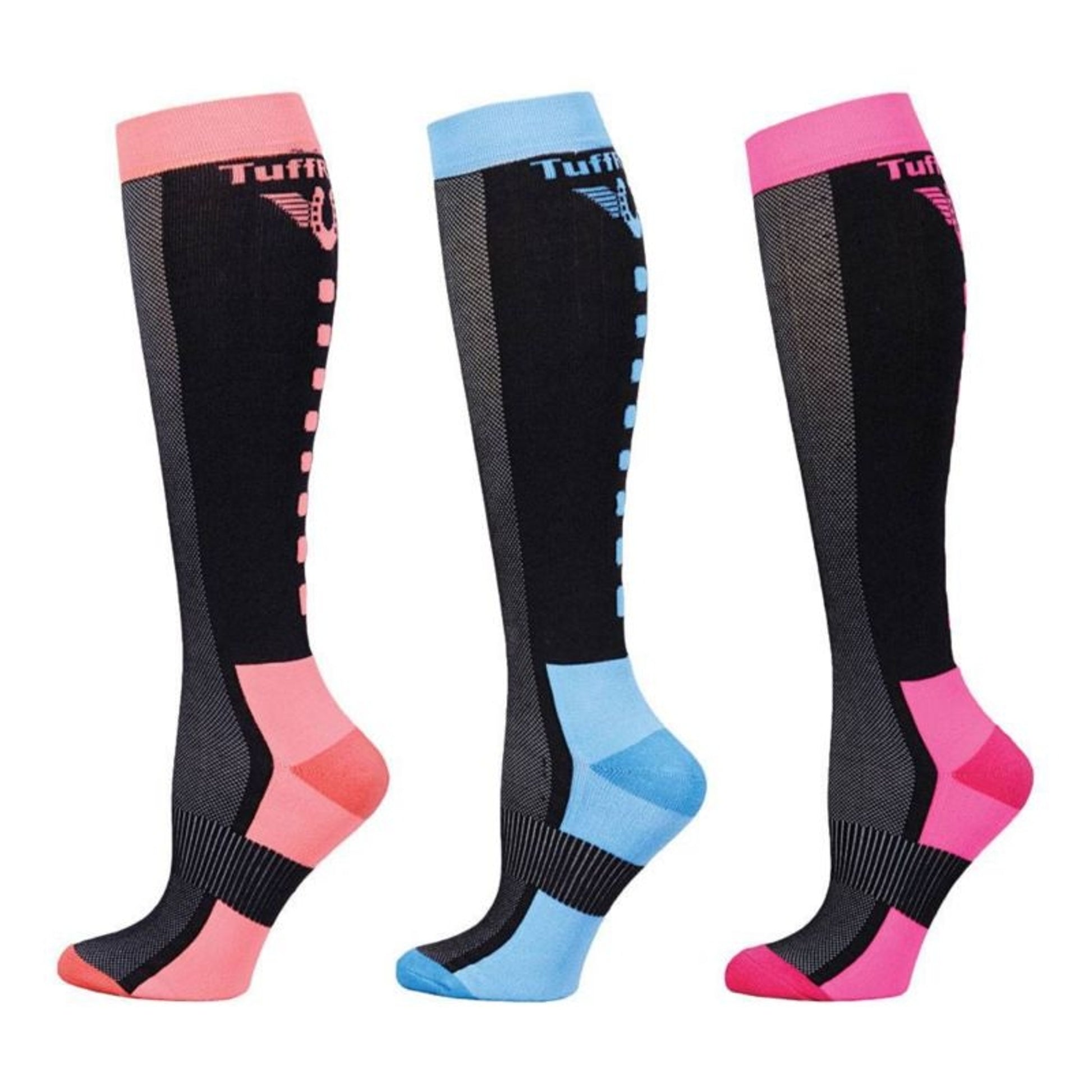 Tuffrider Ventilated Neon Knee Hi Socks 3 Pack N