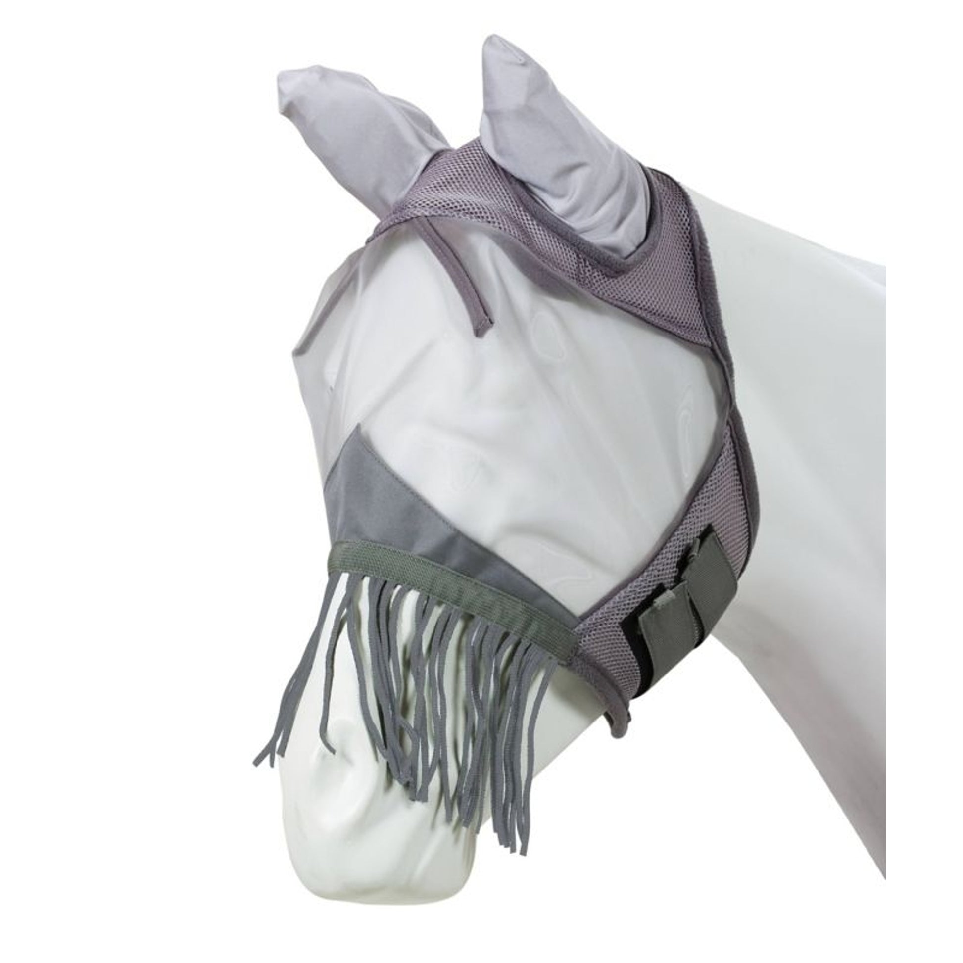 Centaur Fine Mesh Fly Mask with Fringe Cob Grey