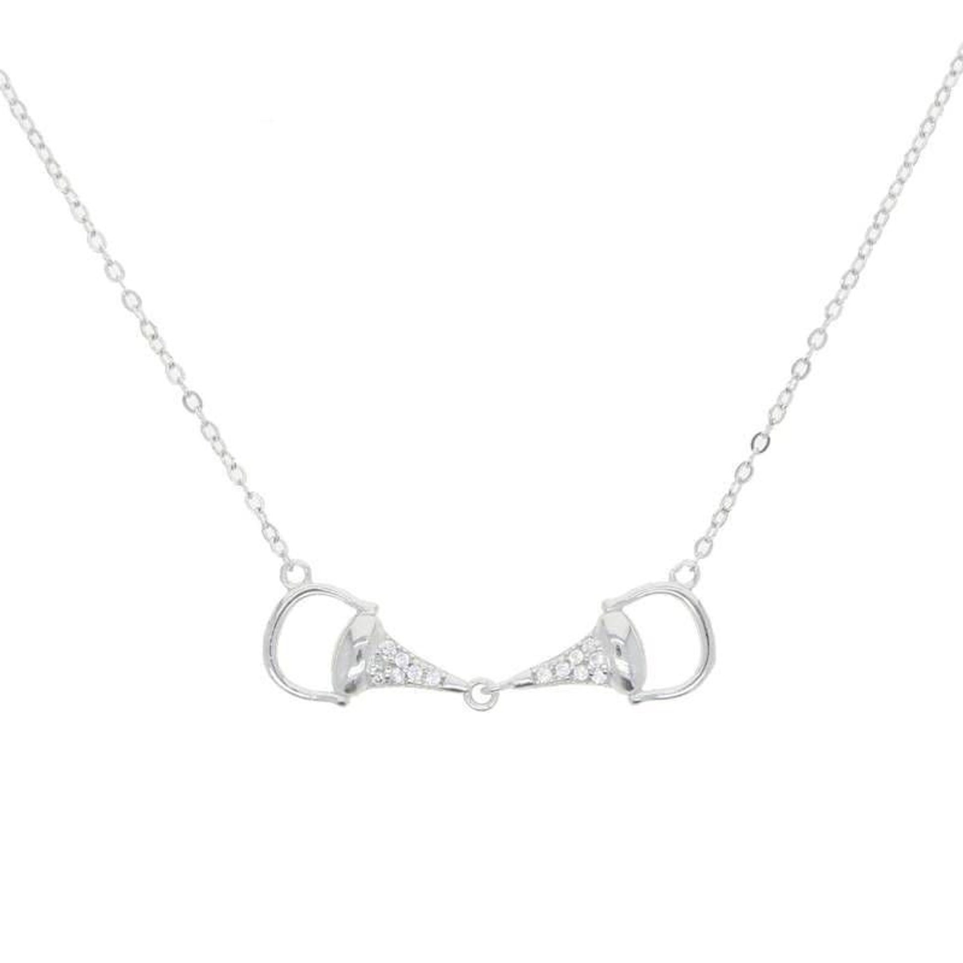 AWST Int'l Sterling Silver & CZ Snaffle Bit Neckla