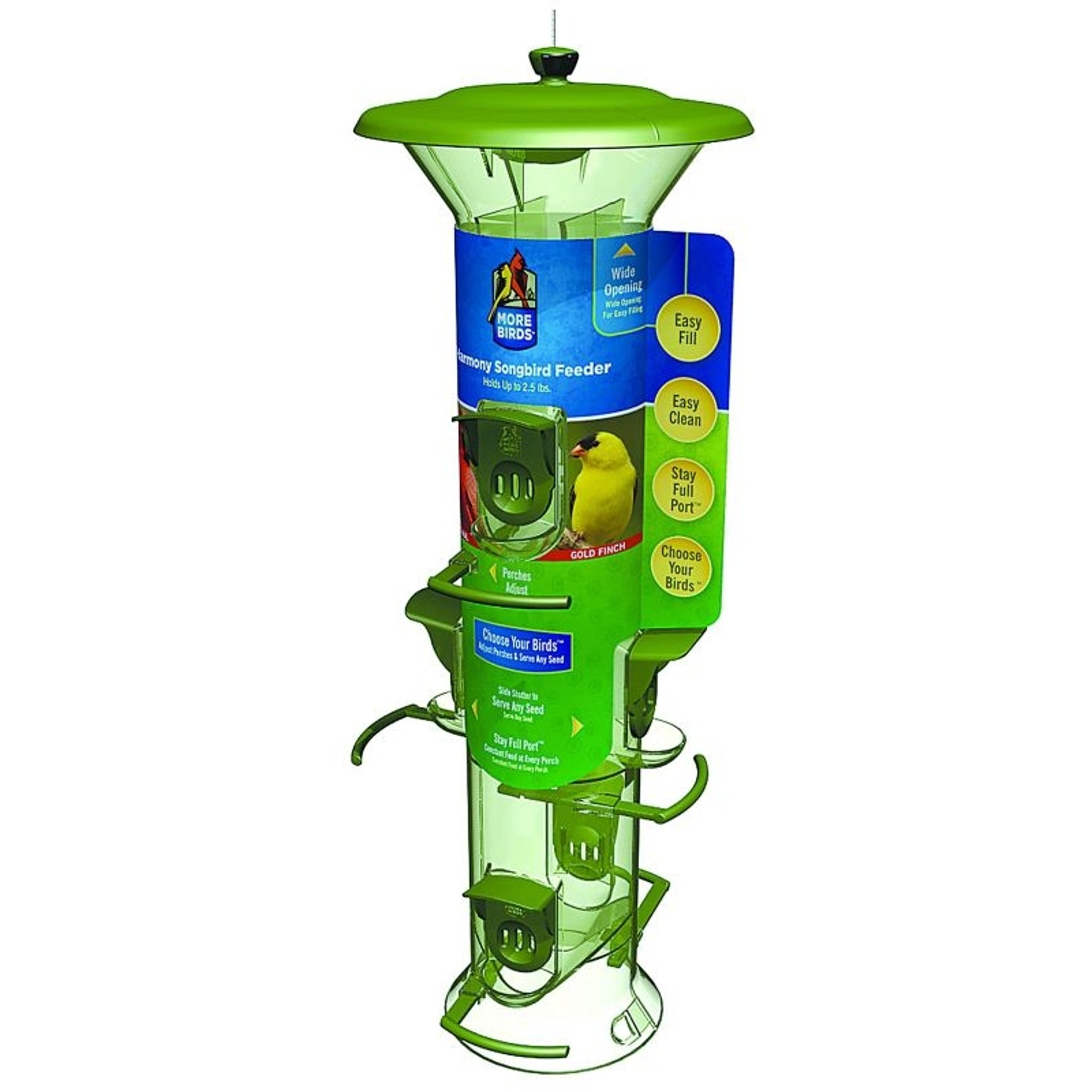 More Birds Harmony Tube Feeder 2Lb Capacity Grey