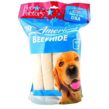Pet Factory 8 Inch Retrieve Roll Dog Rawhide