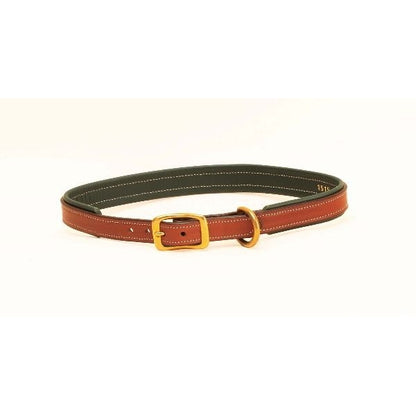 Tory 2-Tone Padded Leather Dog Collar 12in Brown