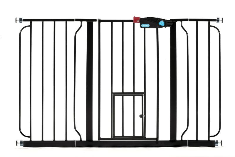 Carlson Pet Black Extra Wide Gate with Pet Door