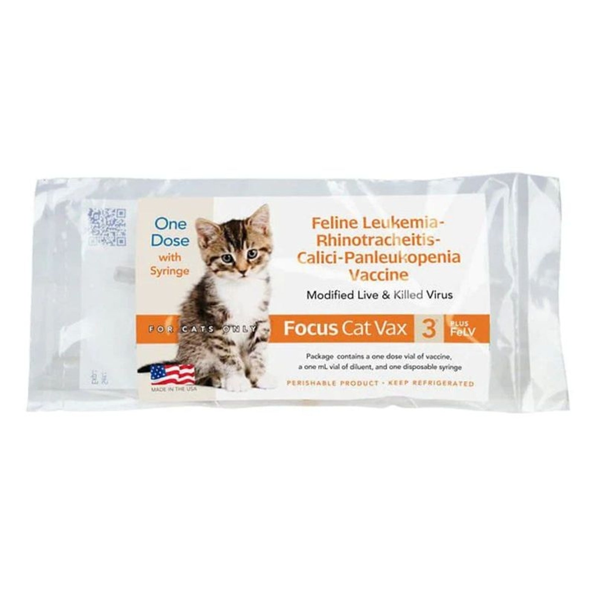 Focus Cat Vax 3 Plus Felv With Syringe
