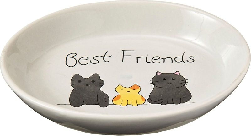 Spot Oval Stoneware Cat Dish