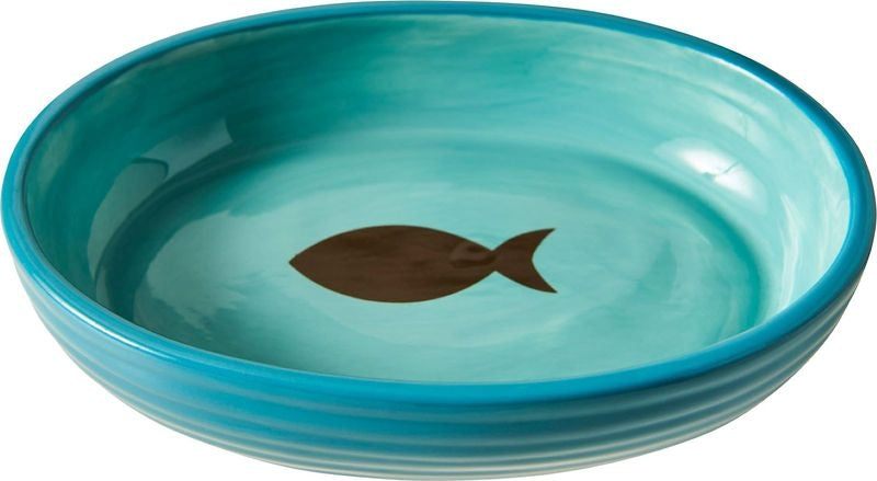 Spot Elegance Ribbed Stoneware Cat Dish