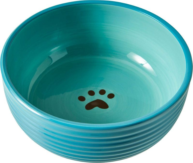 Spot Elegance Ribbed Stoneware Dog Dish