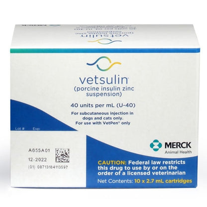 Vetsulin U-40 Vetpen 2.7ml Cartridge - 10 Pack