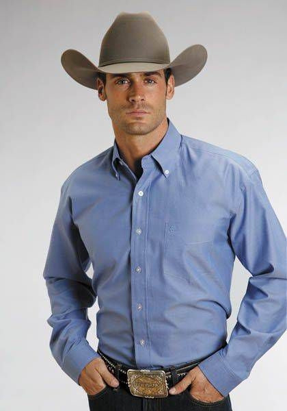 Stetson Mens Pinpoint Oxford Button Down Blue