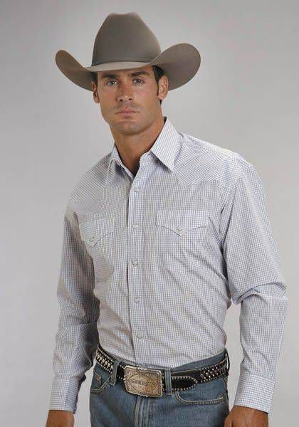 Stetson 2 Stripe Check Shirt Mens Blue