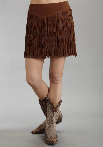 Stetson Ladies Mid Fringe Suede Skirt