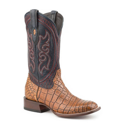 Stetson Mens Roundup Boots 10 D Taupe/Blue