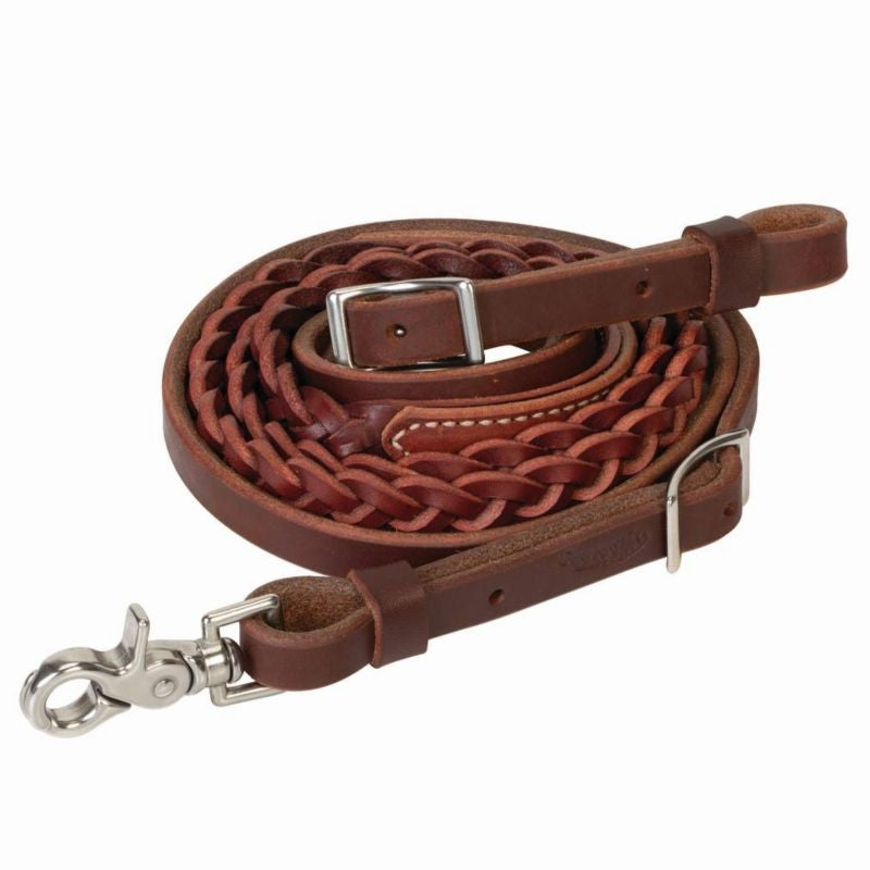 Weaver 3 Plait Braided Roper Rein 5/8x8ft Rose